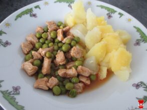Bravčové mäso s hráškom